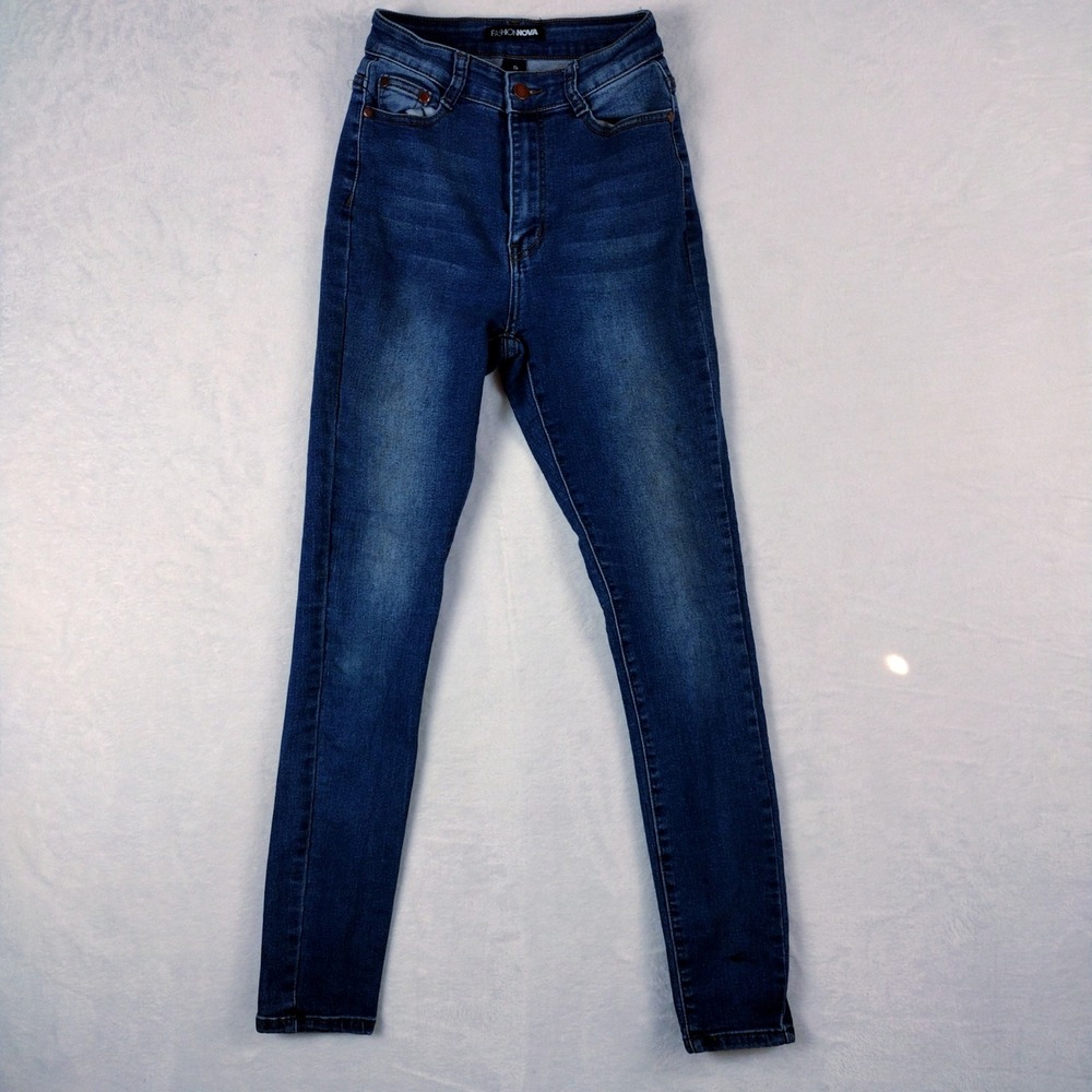 Fashion Nova Womens High Waisted Skinny Jeans‎ Medium Wash Blue Size 5